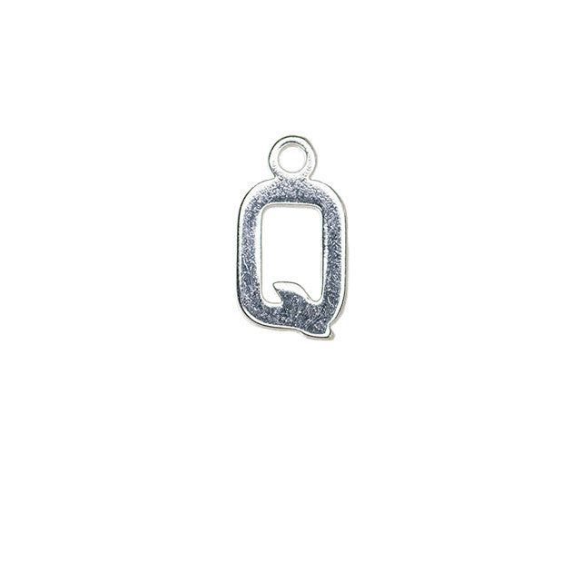 Alphabet Pendant, Letter "Q" 8.5mm, Silver Plated (1 Piece)