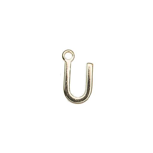 Alphabet Pendant, Letter "U" 8.5mm, Gold Plated (1 Piece)