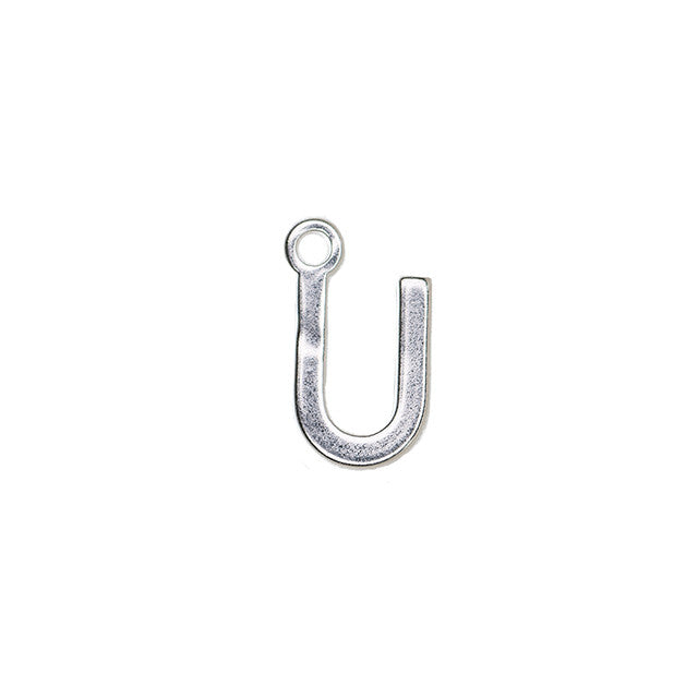 Alphabet Pendant, Letter "U" 8.5mm, Silver Plated (1 Piece)