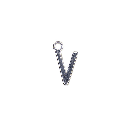 Alphabet Pendant, Letter "V" 8.5mm, Silver Plated (1 Piece)