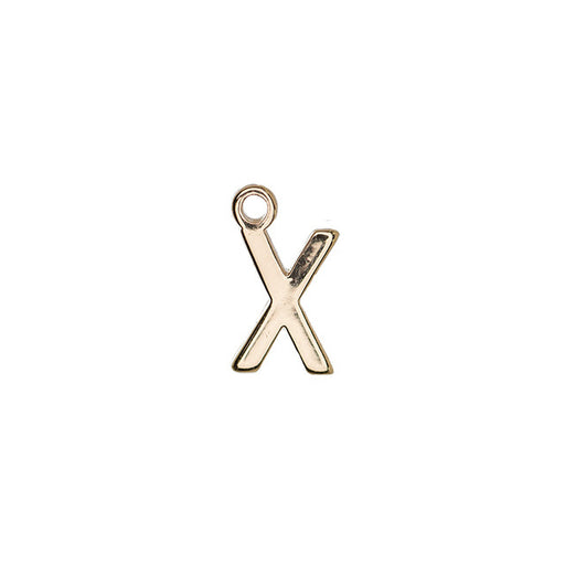 Alphabet Pendant, Letter "X" 8.5mm, Gold Plated (1 Piece)