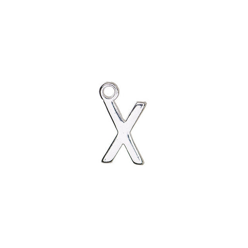 Alphabet Pendant, Letter "X" 8.5mm, Silver Plated (1 Piece)