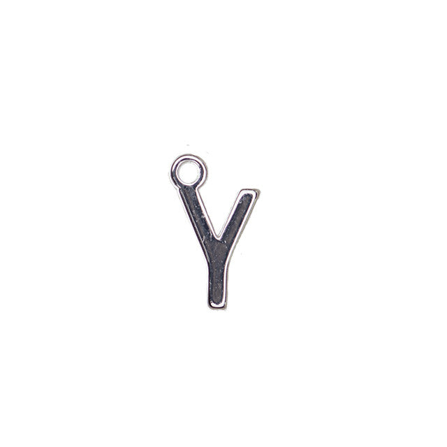 Alphabet Pendant, Letter "Y" 8.5mm, Silver Plated (1 Piece)