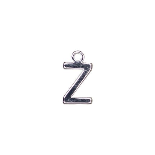 Alphabet Pendant, Letter "Z" 8.5mm, Silver Plated (1 Piece)