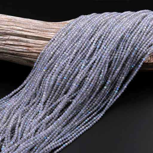 Natural Labradorite 3mm Micro-Faceted Round Bead Strand - AAA Grade