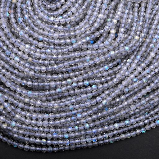 Natural Labradorite 2mm Micro-Faceted Round Bead Strand - AAA Grade