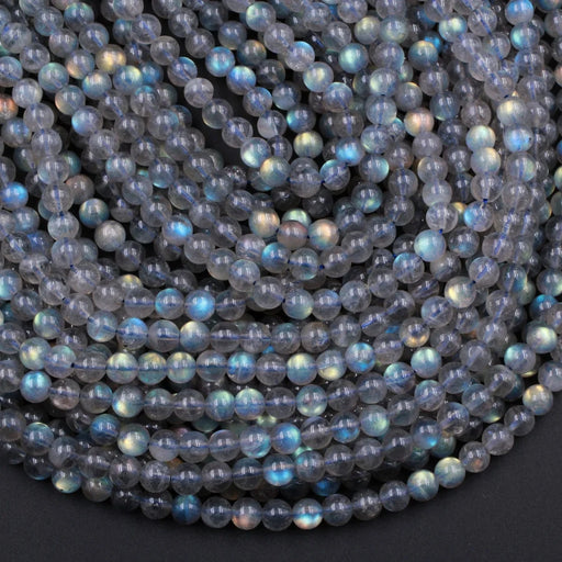 Natural Labradorite 3mm Smooth Round Bead Strand - AAA Grade