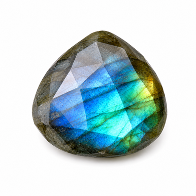 Natural Labradorite 12mm Faceted Teardrop Briolette Bead - A Grade
