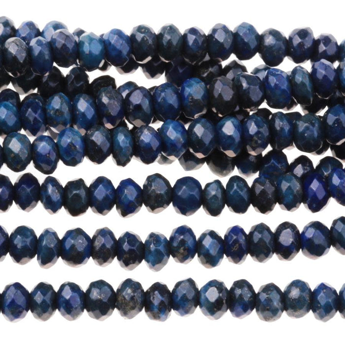 Lapis 4mm Faceted Rondelle 8-Inch