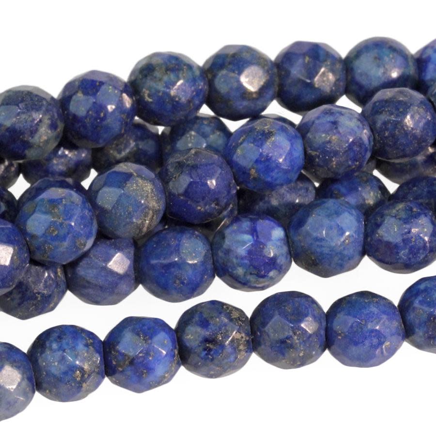 Lapis 8mm Round Faceted Large Hole Bead 8-Inch