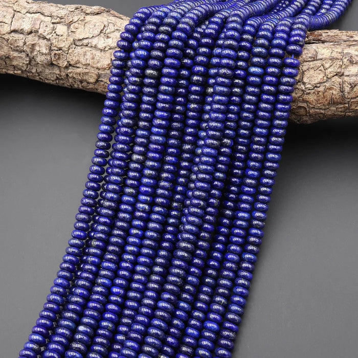 Natural Lapis 6mm Rondelle Bead Strand
