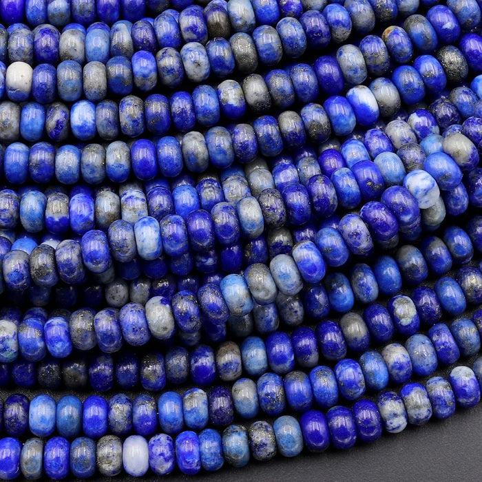 Natural Lapis 4mm Rondelle Bead Strand