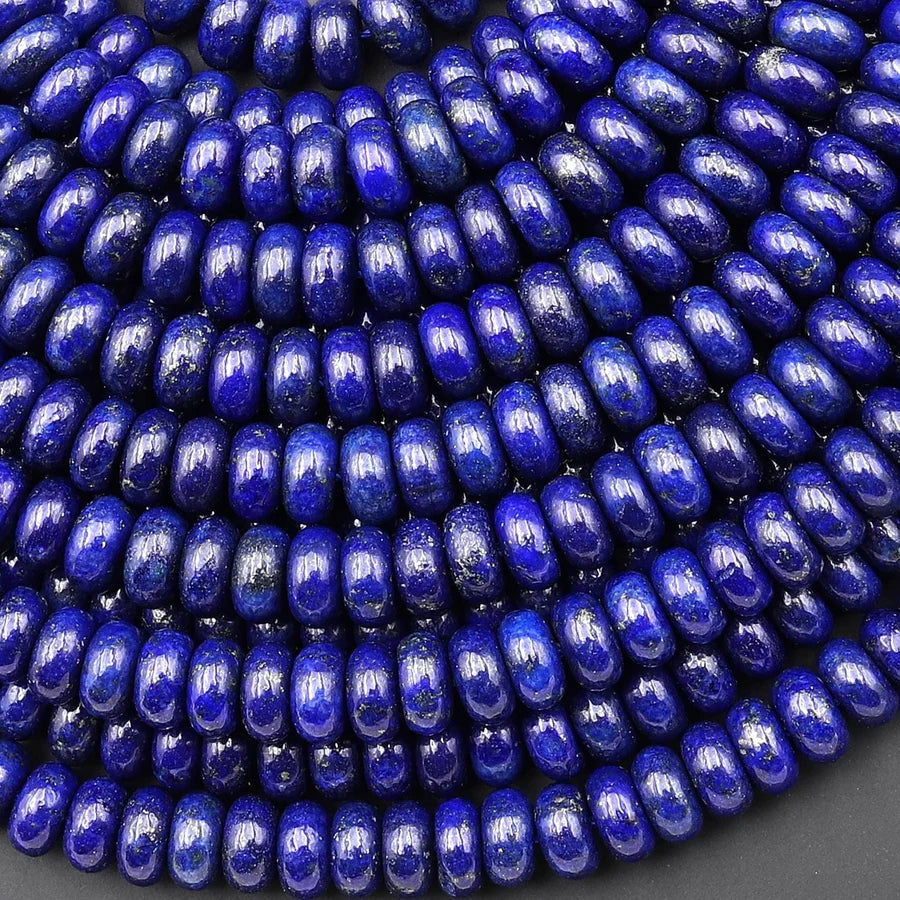 Natural Lapis 6mm Rondelle Bead Strand