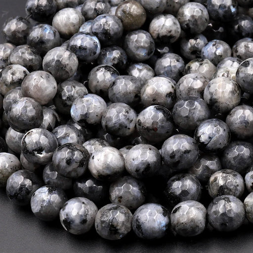 Larvikite 4mm Faceted Round Bead Strand