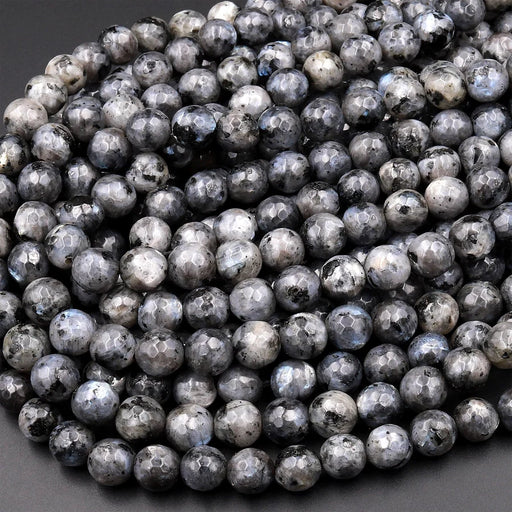 Larvikite 6mm Faceted Round Bead Strand