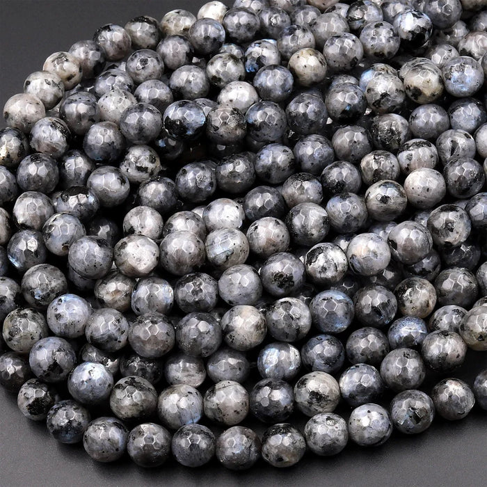 Larvikite 6mm Faceted Round Bead Strand