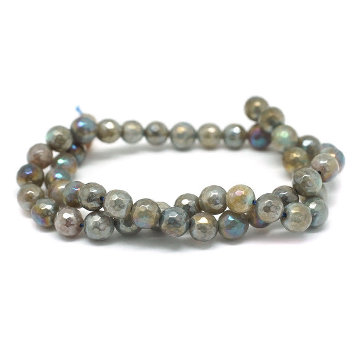 Labradorite Faceted Plated 8mm Round 15-16 Inch