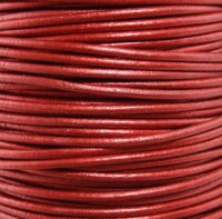 Leather Cord USA Metallic Moroccan Red Round Leather Cord, 1.5mm (Yard)