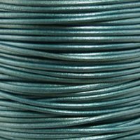 Leather Cord USA Metallic Truly Teal Round Leather Cord, 1.5mm (Yard)
