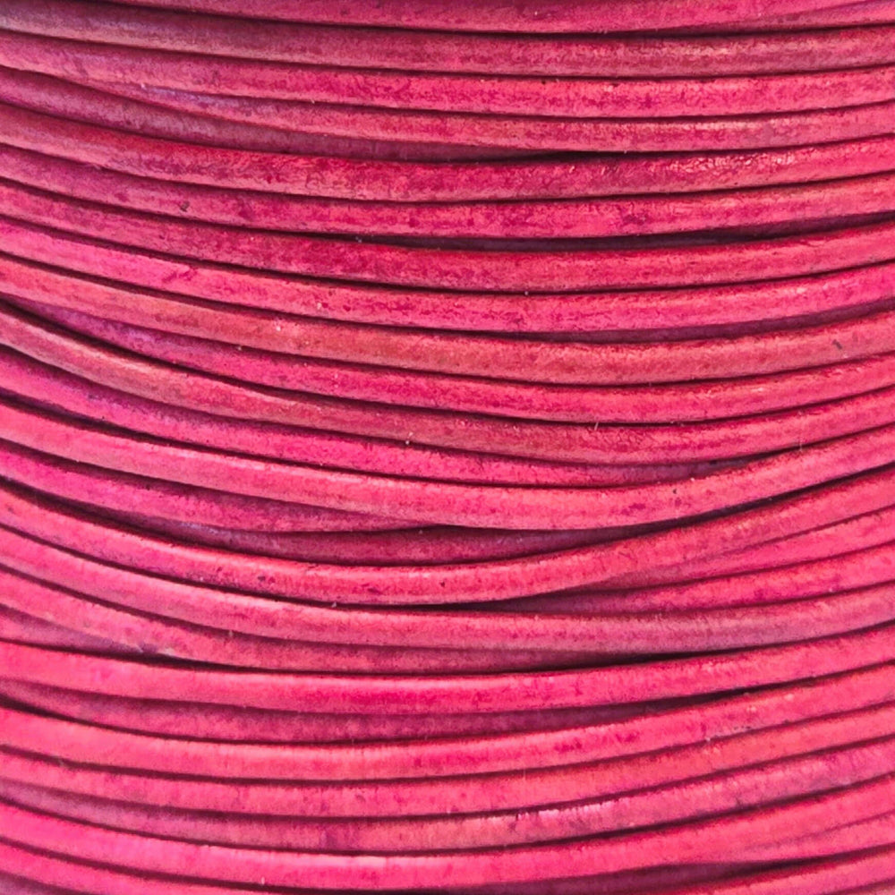 Leather Cord USA Natural Cyclamen Round Leather Cord, 1.5mm (Yard)