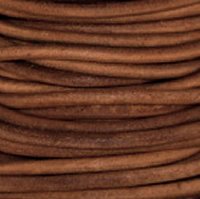 Leather Cord USA Light Brown Round Leather Cord, 0.5mm (Yard)