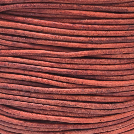 Leather Cord USA Natural Turkey Red Round Leather Cord, 1mm (Yard)