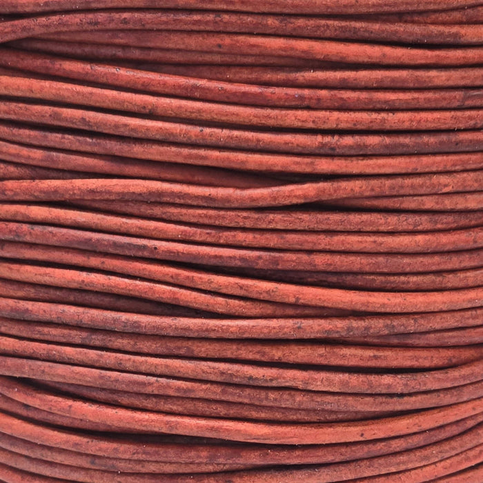 Leather Cord USA Natural Turkey Red Round Leather Cord, 1mm (Yard)
