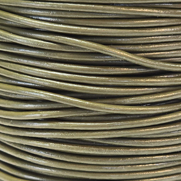 Leather Cord USA Metallic Mehandi Round Leather Cord, 1mm (Yard)