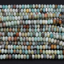 Natural Matte Amazonite 6mm Smooth Rondelle Bead Strand