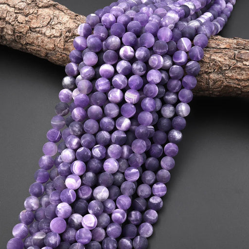 Natural Matte Purple Amethyst 6mm Round Bead Strand - AAA Grade