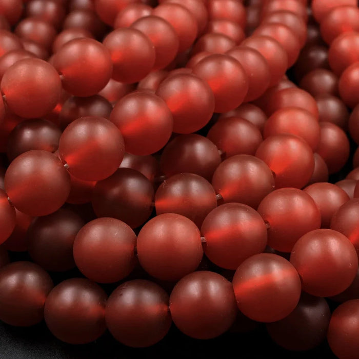 Natural Matte Red Carnelian Matte 8mm Round Bead Strand - AAA Grade