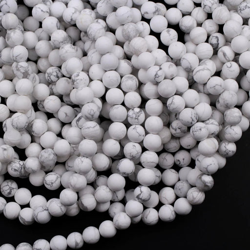 Natural Matte White Howlite 4mm Round Bead Strand - A Grade