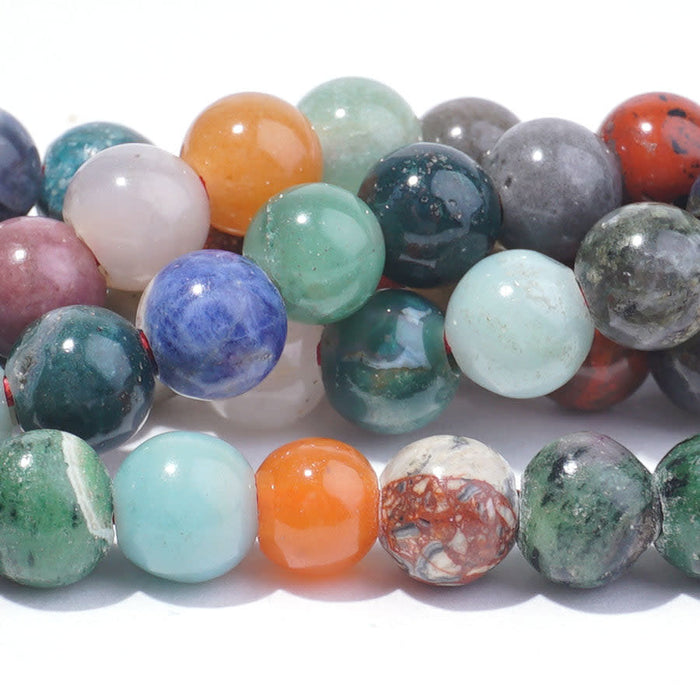 Mixed Stone 8mm Large Hole Round 8-Inch