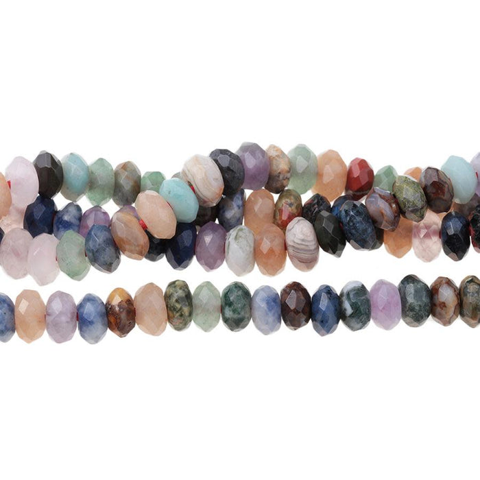 Mixed Stone 8mm Faceted Rondelle Large Hole 8-Inch