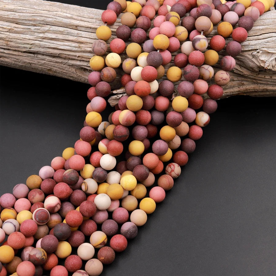 Natural Matte Australian Mookaite Jasper 6mm Smooth Round Bead Strand