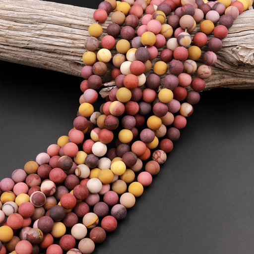 Natural Matte Australian Mookaite Jasper 4mm Smooth Round Bead Strand