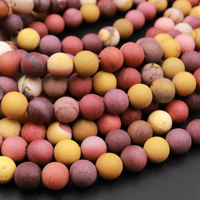 Natural Matte Australian Mookaite Jasper 6mm Smooth Round Bead Strand