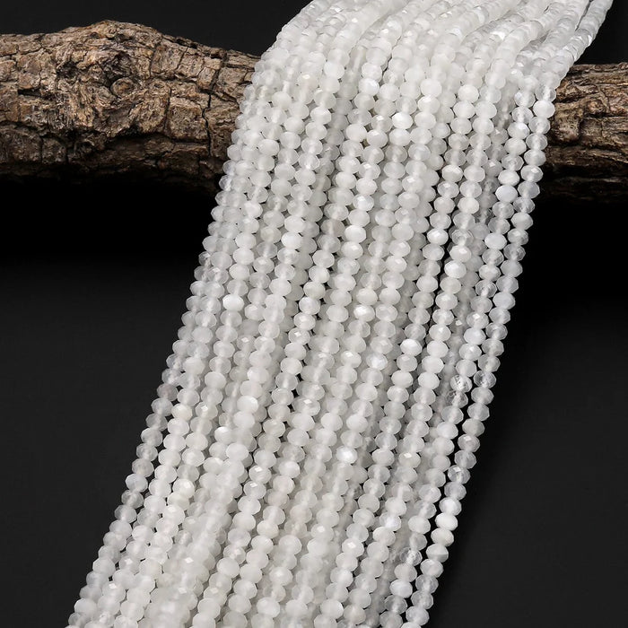 Moonstone 4mm Faceted Rondelle Bead Strand