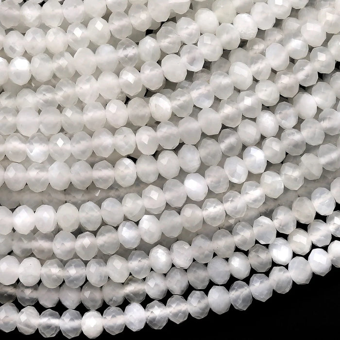 Moonstone 4mm Faceted Rondelle Bead Strand