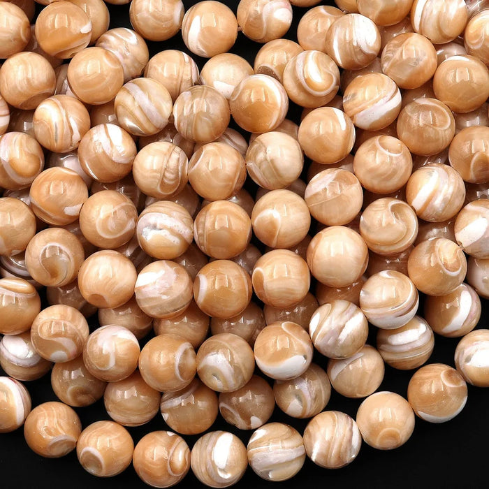 Natural Brown Mother of Pearl 3mm Smooth Round Bead Strand