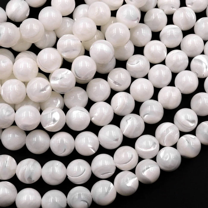 White Mother of Pearl 4mm Smooth Round Bead Strand - AAA Grade
