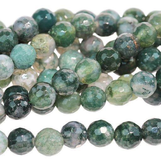 Moss Agate 6mm Faceted Round 15-16 Inch