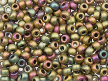Miyuki 6/0 Round Seed Beads,  Opaque Green Pink AB Matte Luster, 22-gram Tube