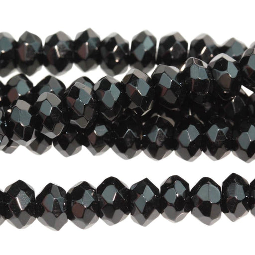 Dakota Stones Black Onyx 6mm Faceted Roundel Bead Strand