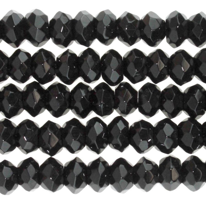 Dakota Stones Black Onyx 6mm Faceted Roundel Bead Strand