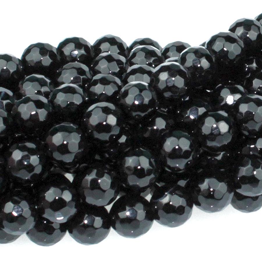 Dakota Stones Black Onyx 8mm Faceted Round Bead Strand