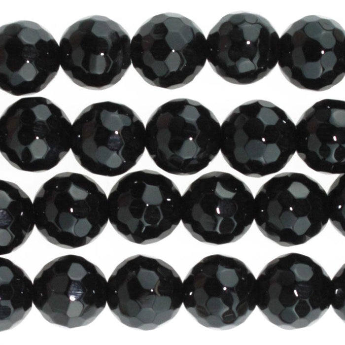 Dakota Stones Black Onyx 8mm Faceted Round Bead Strand