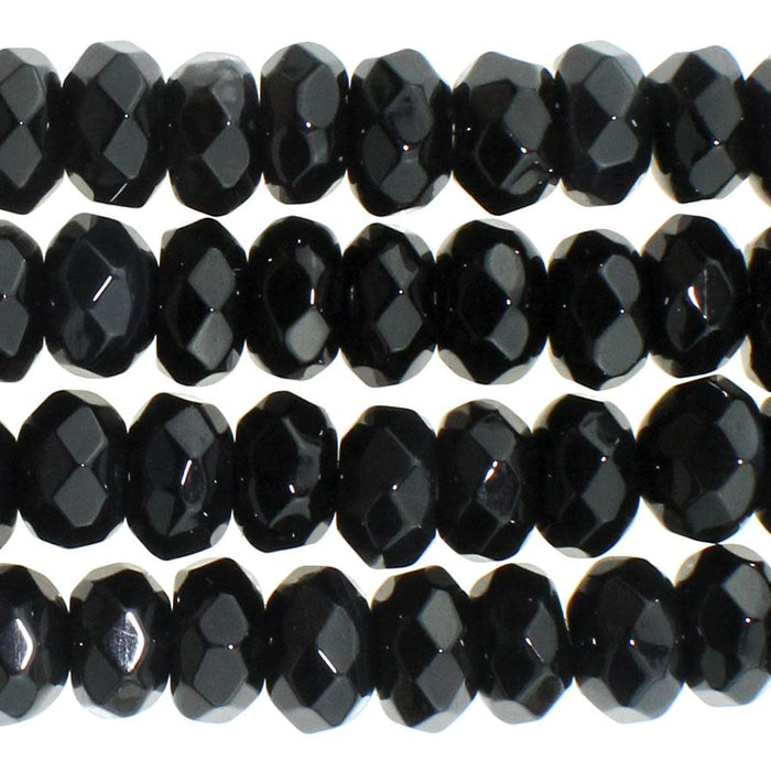 Dakota Stones Black Onyx 8mm Faceted Roundel Bead Strand