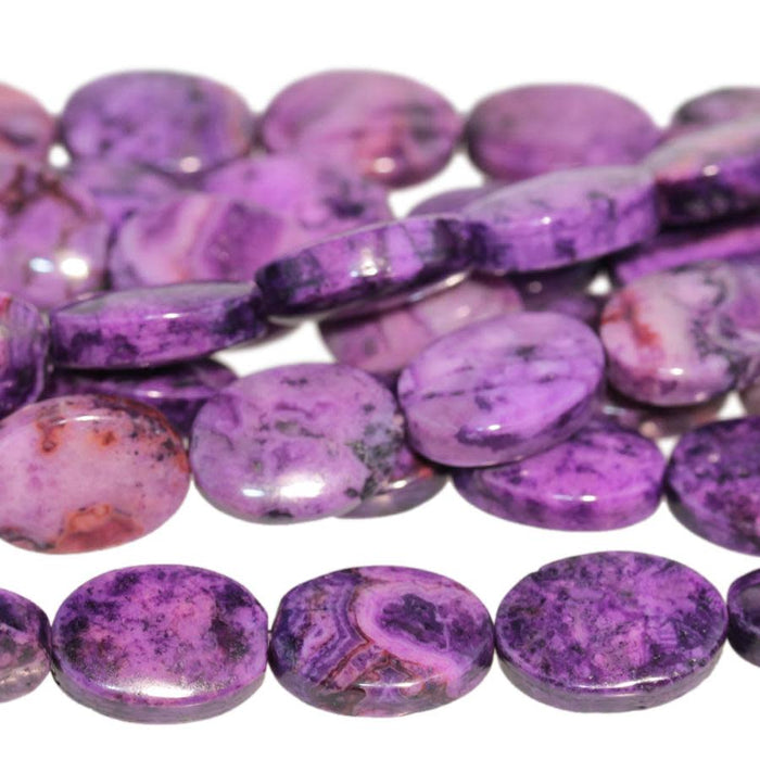 Dakota Stones Purple Crazy Lace Agate 10x14mm Oval Bead Strand