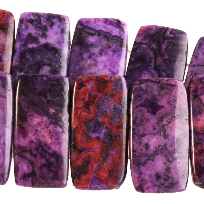 Dakota Stones Purple Crazy Lace Agate 10x20mm Double Drilled Rectangle Bead Strand